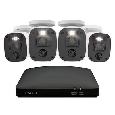 Swann SwannForce 2K Security Camera System, 4x Bullet Analog CCTV Cameras, Microphone, DVR with 256GB MicroSD White