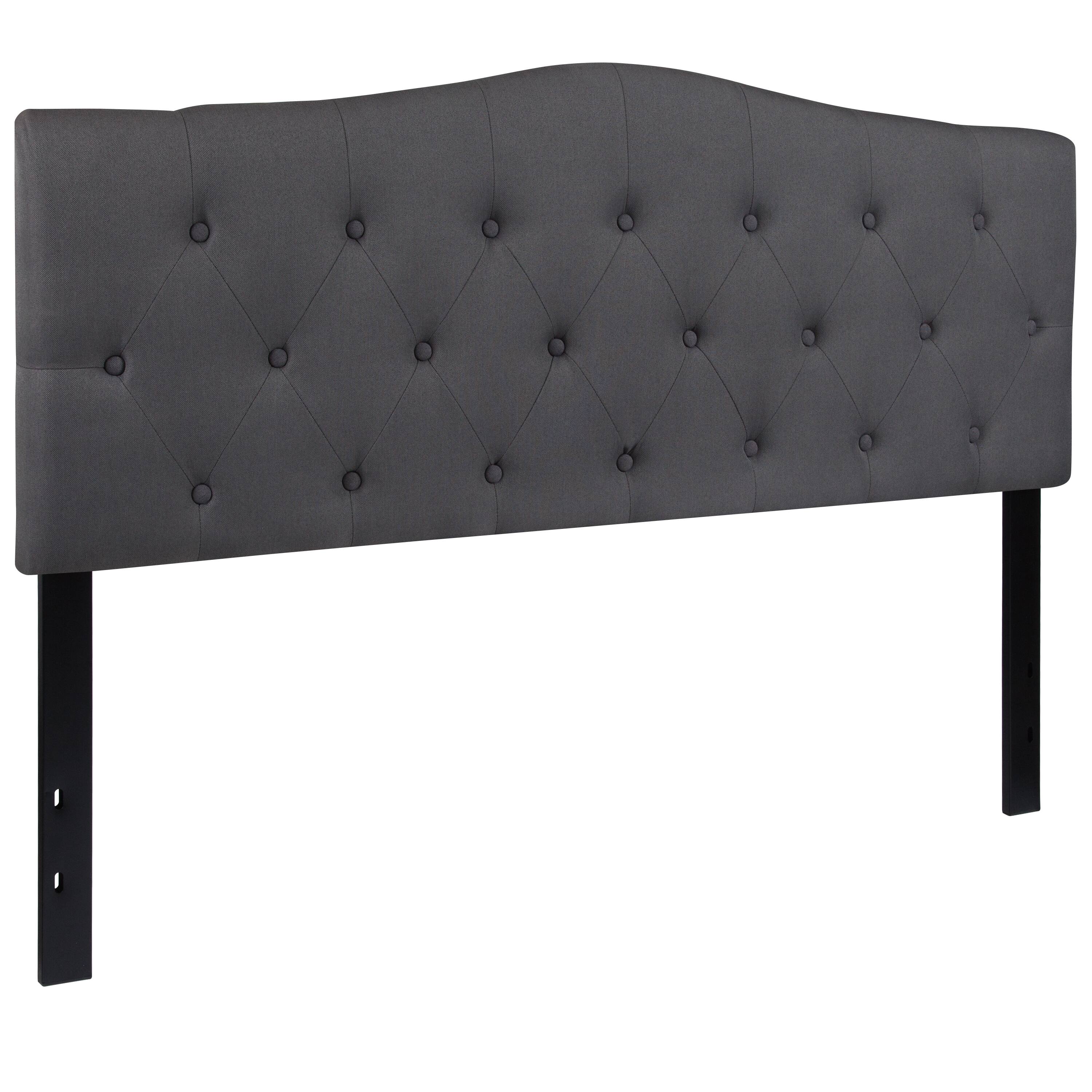 Alt View 1. Emma + Oliver - Arched Button Tufted Upholstered Headboard - Dark Gray.