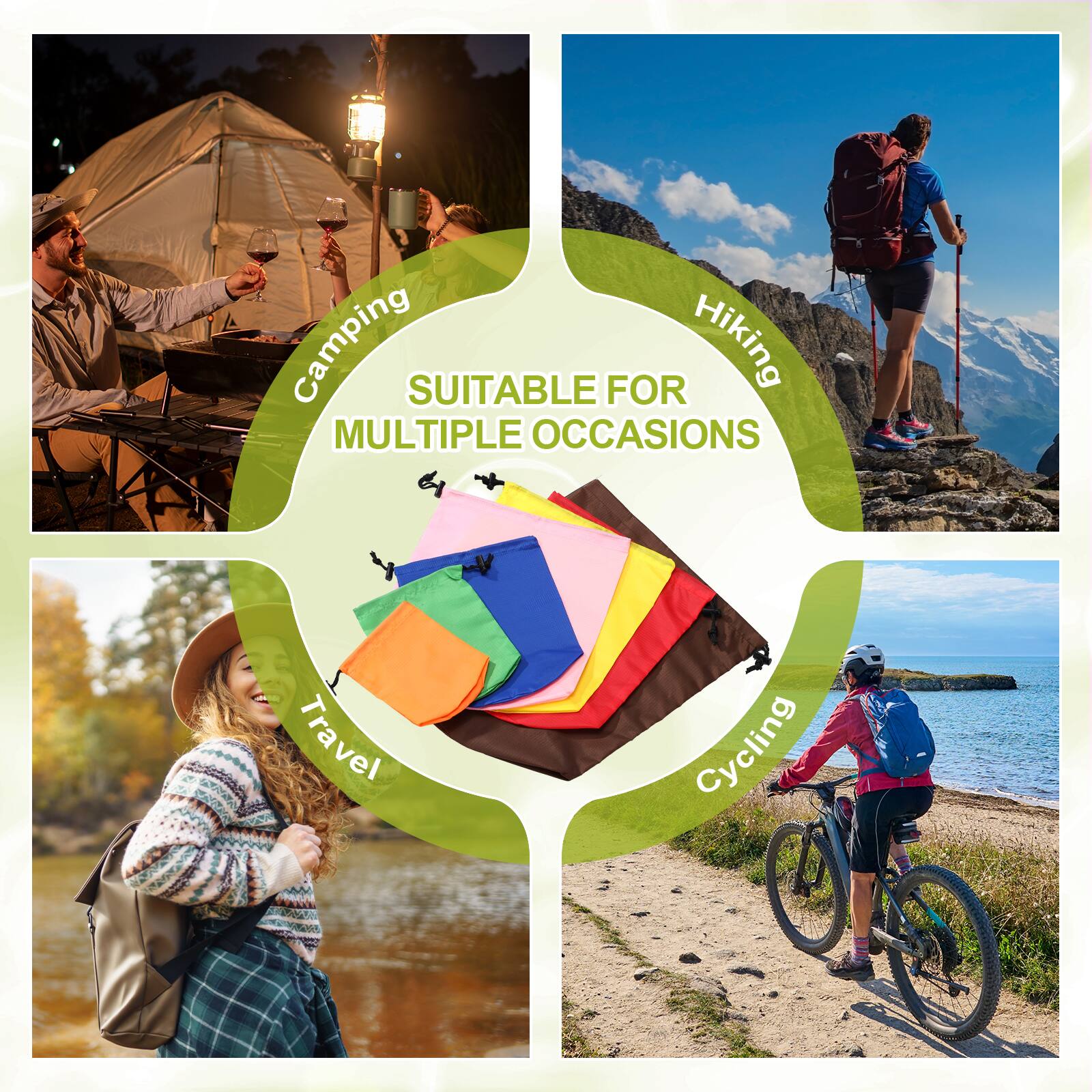 Camping  
Hiking  
Travel  
Cycling  

SUITABLE FOR MULTIPLE OCCASIONS