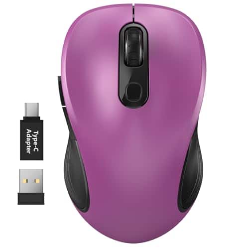 Cozy Serene - Wireless Mouse USB Type-C 2.4g For Laptop Computer With Receiver And Adapter - Wireless - Purple