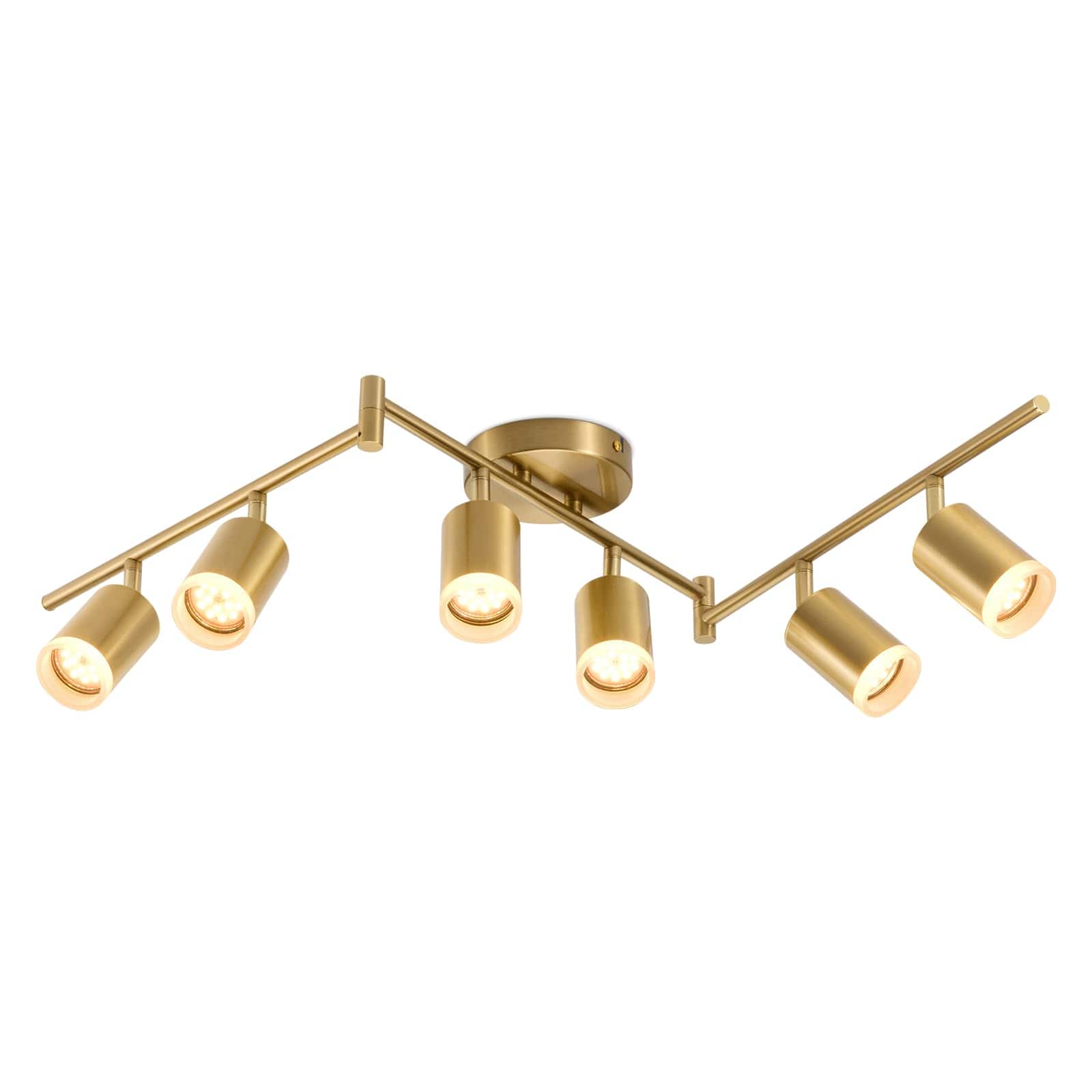 Dazzed Corner - 6 Light Track Lighting Kit, Kitchen Ceiling Spot Light Bulbs Not Included - Gold