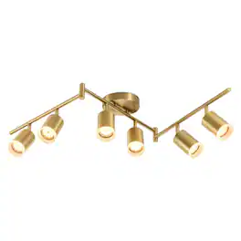 Dazzed Corner - 6 Light Track Lighting Kit, Kitchen Ceiling Spot Light Bulbs Not Included - Gold