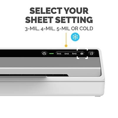 SELECT YOUR SHEET SETTING  
3-MIL, 4-MIL, 5-MIL OR COLD