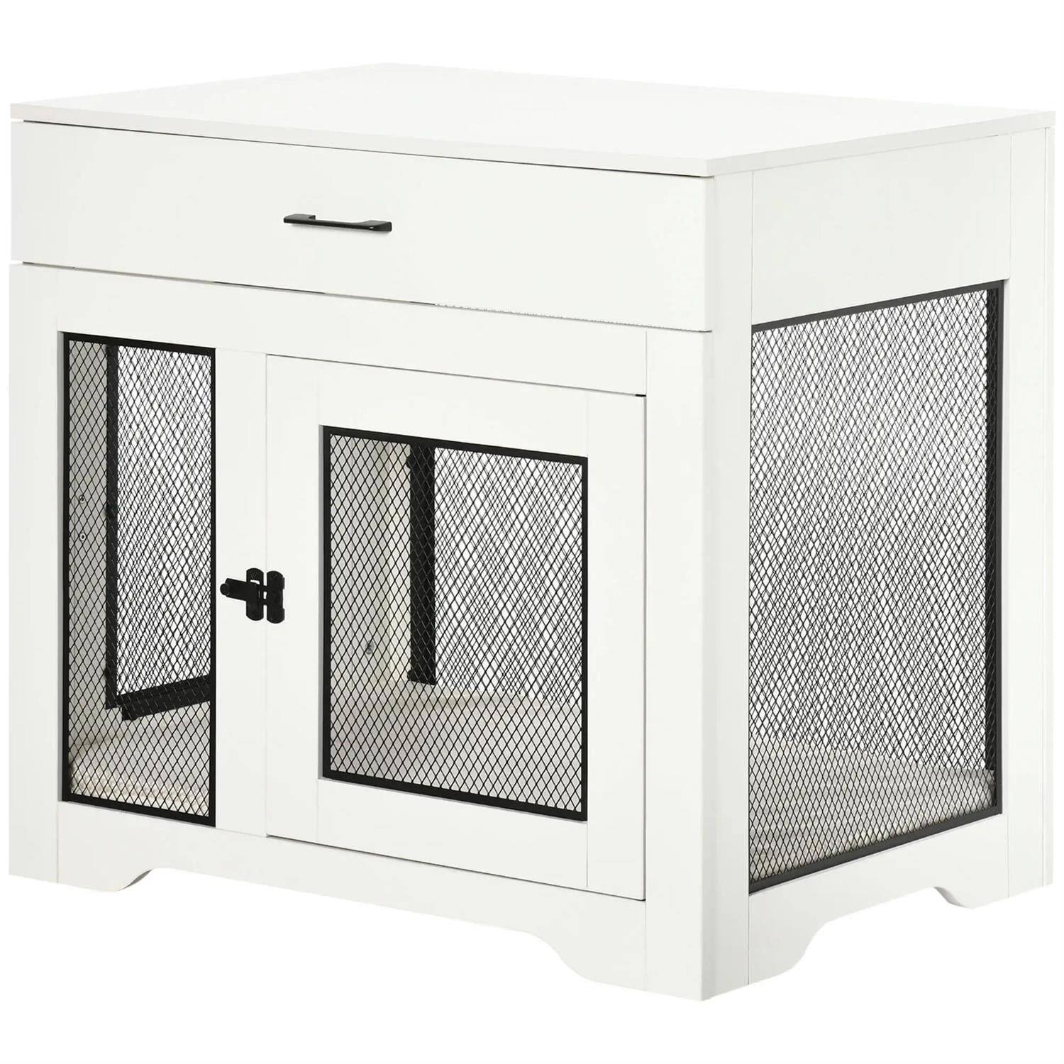 Alt View 2. Pefilos - 37" Dog Crate Furniture with Soft Water-Resistant Cushion, Wooden Kennel Table, Indoor Dog House for Small Dogs.