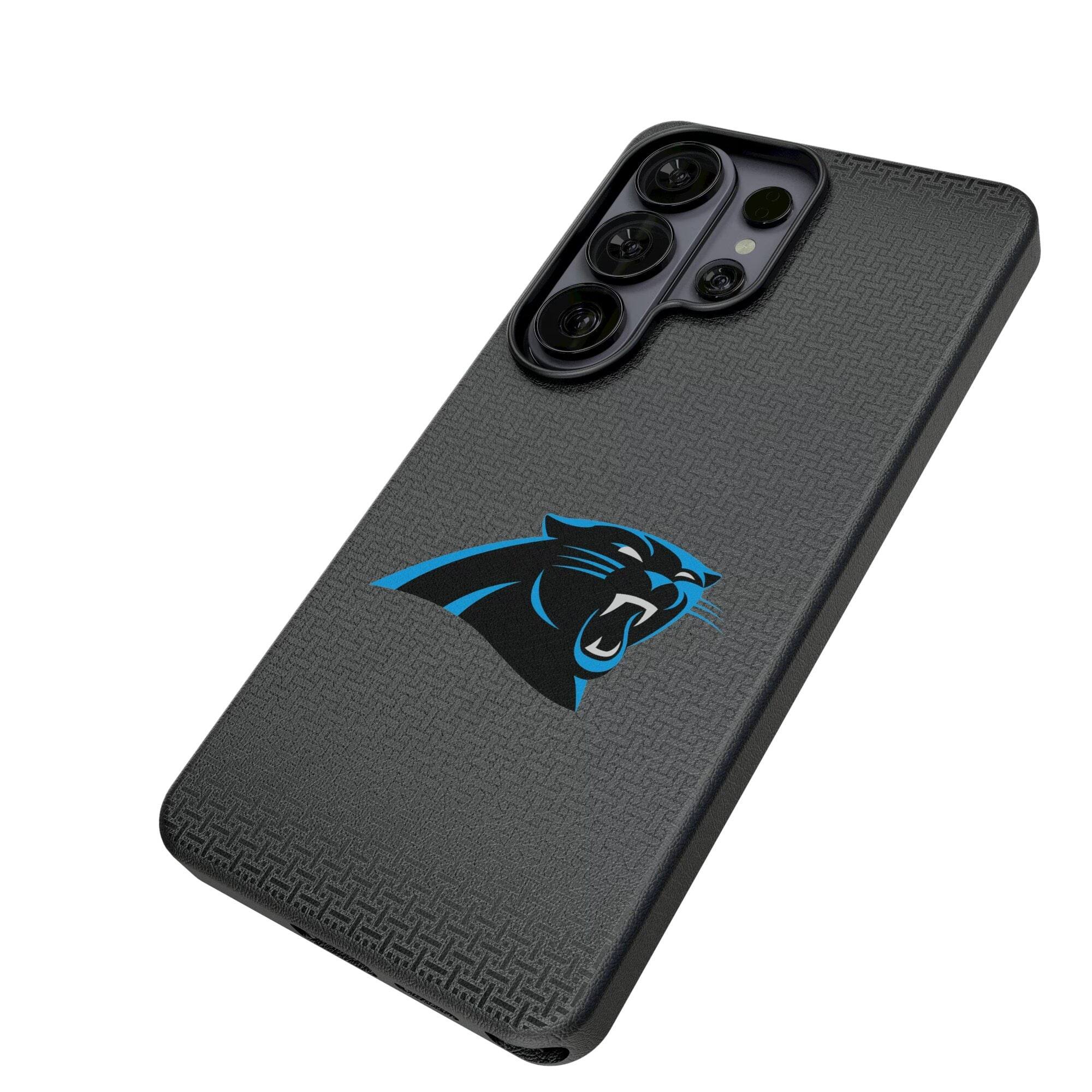 Alt View 1. Keyscaper - Carolina Panthers Linen Galaxy Magnetic Bump Case - S25 Ultra - Black.