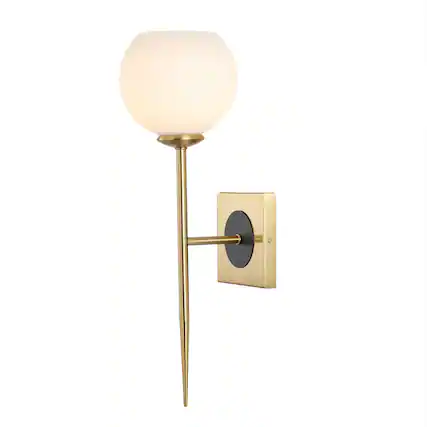 Jonathan Y - Sylvie 6" 1-Light Coastal French Country Iron LED Sconce, /White - Brass Gold