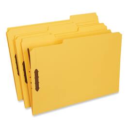 Universal - Deluxe Reinforced Top Tab Fastener Folders, 0.75" Expansion, 2 Fasteners, Legal Size, Yellow Exterior, 50/Box