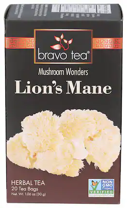 bravo tea
Mushroom Wonders
Lion's Mane
HERBAL TEA
20 Tea Bags
Net. Wt. 1.06 oz (30 g)
NON GMO Project VERIFIED
nongmoproject.org