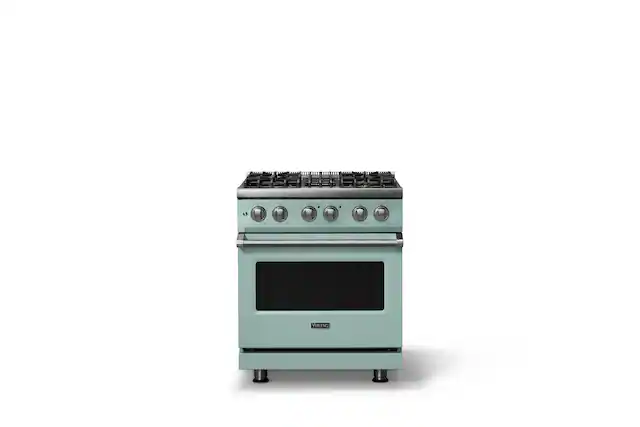 Front. Viking - 30 in. Wide 4 Burner Pro 5 Series 4.7 Cu. Ft. Freestanding Sealed Dual Fuel Convection Range - Splash - Splash.
