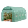 Front. VEVOR - Walk-in Tunnel Greenhouse, 14.6x6.4x6.3 ft Hoop House Greenhouse Tunnel, Plant Hot House with Galvanized Steel Frame - Green.