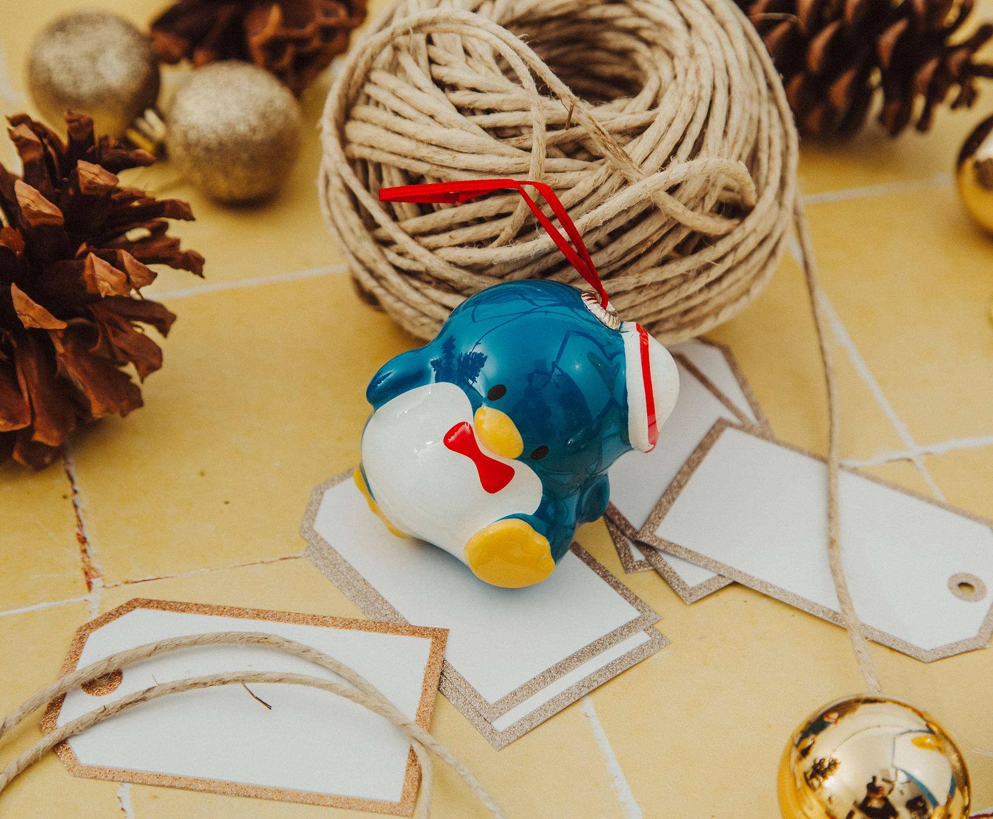 Alt View 4. Surreal Entertainment - Sanrio Tuxedosam 4-Inch Shatterproof Decoupage Ornament - Blue.