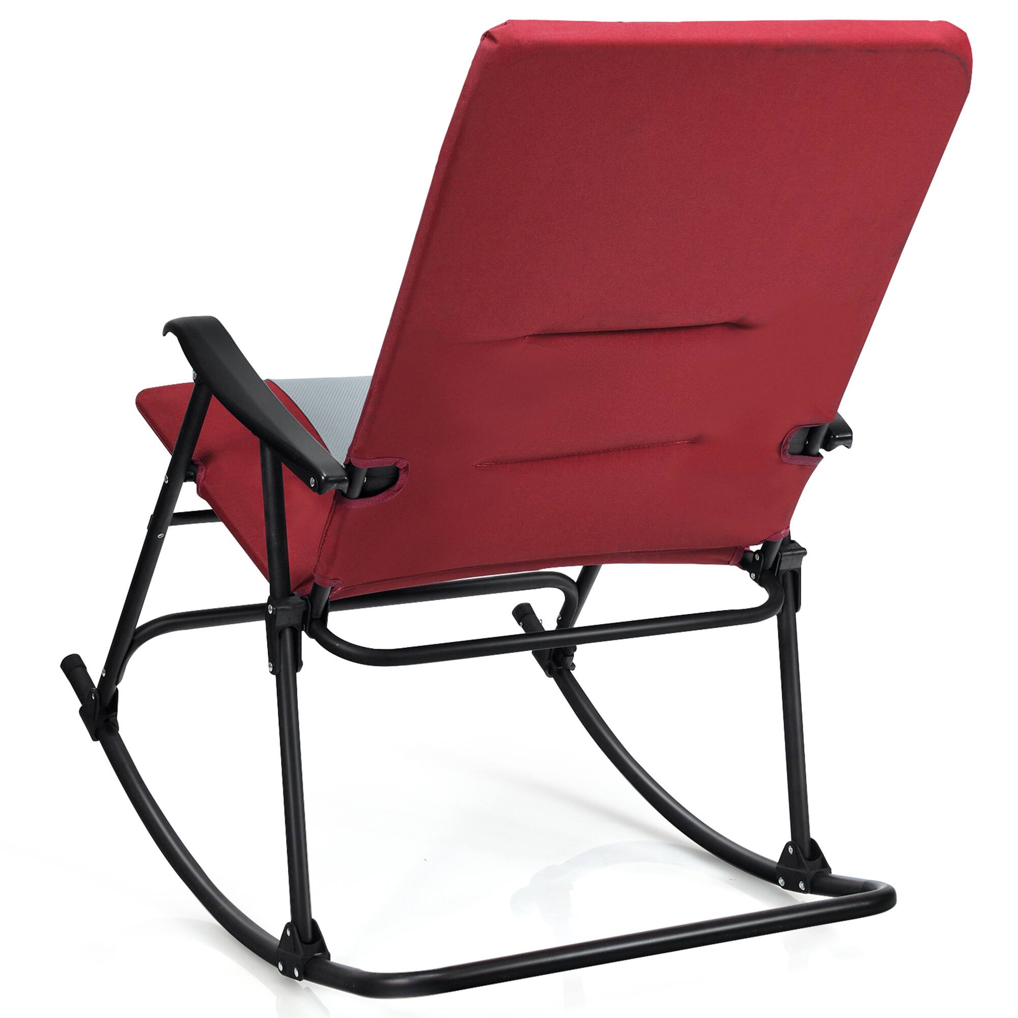 Alt View 5. Gymax - Gymax Set of 2 Padded Folding Rocking Chairs Patio Garden Yard Camping Red - Red.