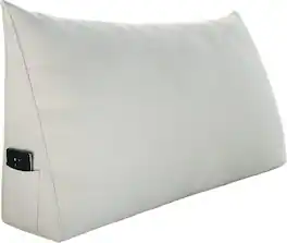wowmax - Twin Size Wedge Headboard Pillow - Large Bed Rest Pillow with Removable Cover for Reading and Back Support - White