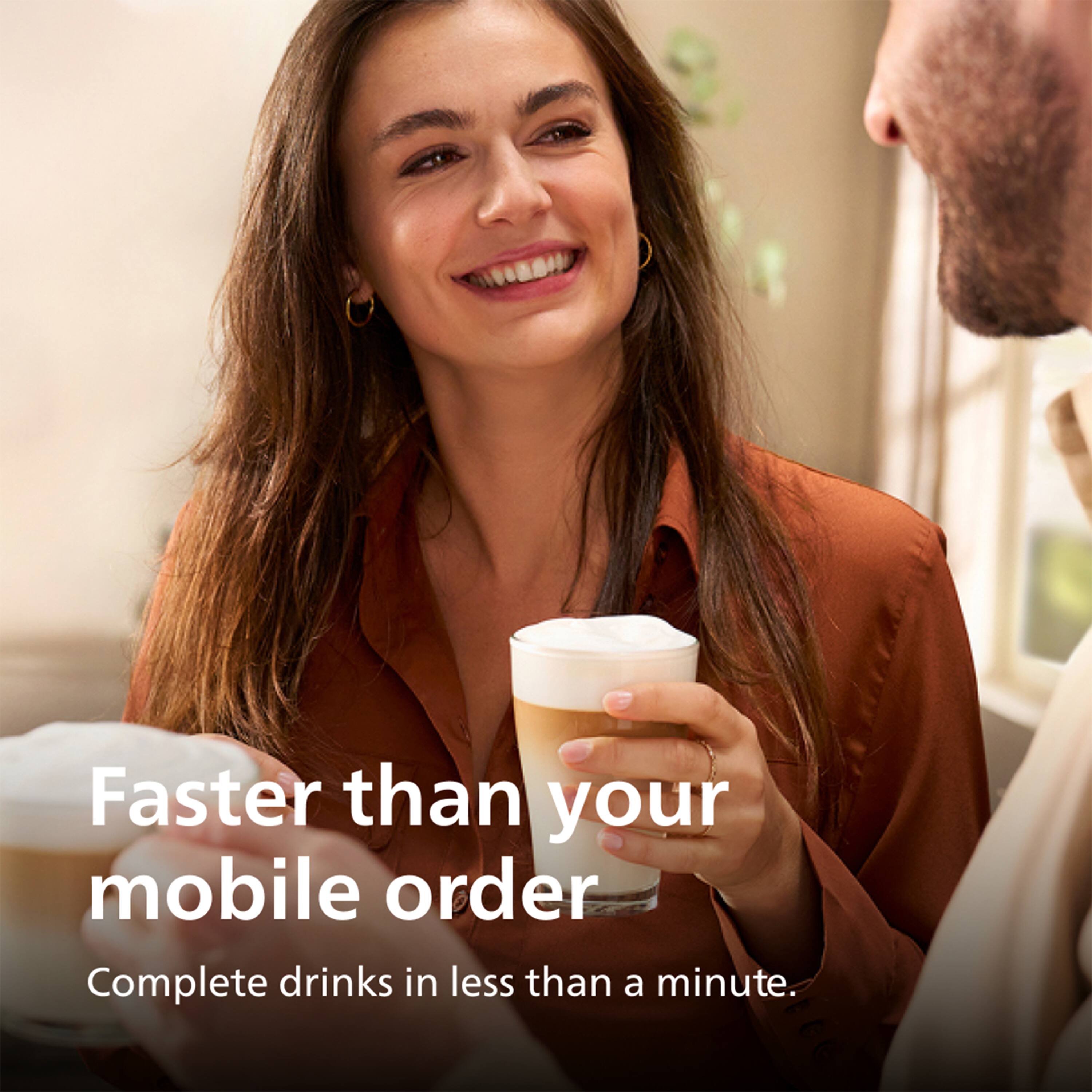 Faster than your mobile order  
Complete drinks in less than a minute.