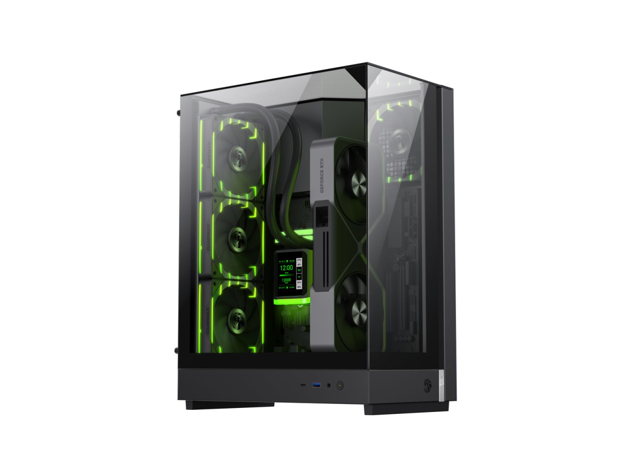 GAMEMAX - T20 BK - 3-Sided Tempered Glass, 90° Rotated Layout for Enhanced Airflow - Black