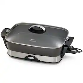 Presto - Electric Foldaway Nonstick Skillet with Tempered Glass Lid, 16" - Black