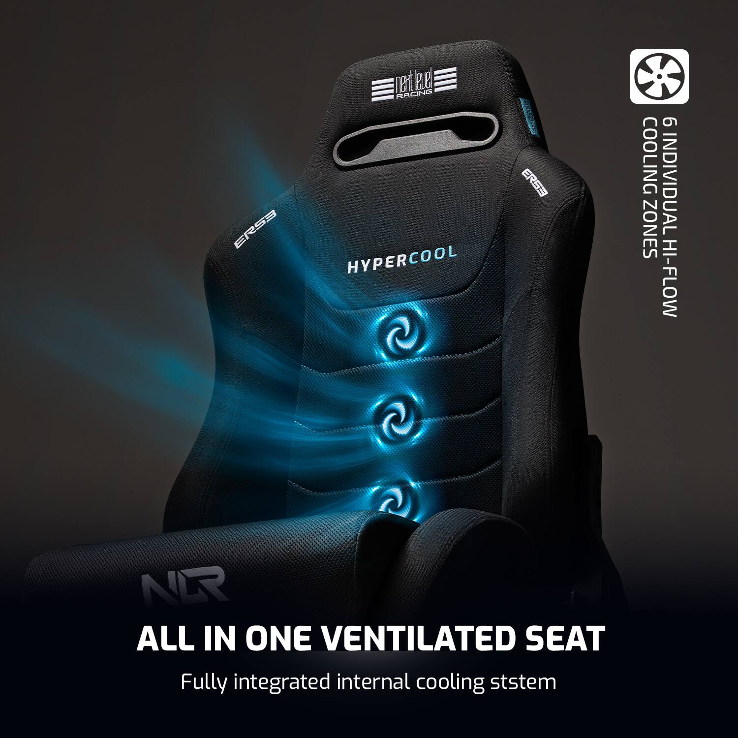 ERSS nentlee RACING RA HYPERCOOL ERSS 9 COOLING INDIVIDUAL ZONES HI-FLOW NR ALL IN ONE VENTILATED SEAT Fully integrated internal cooling system