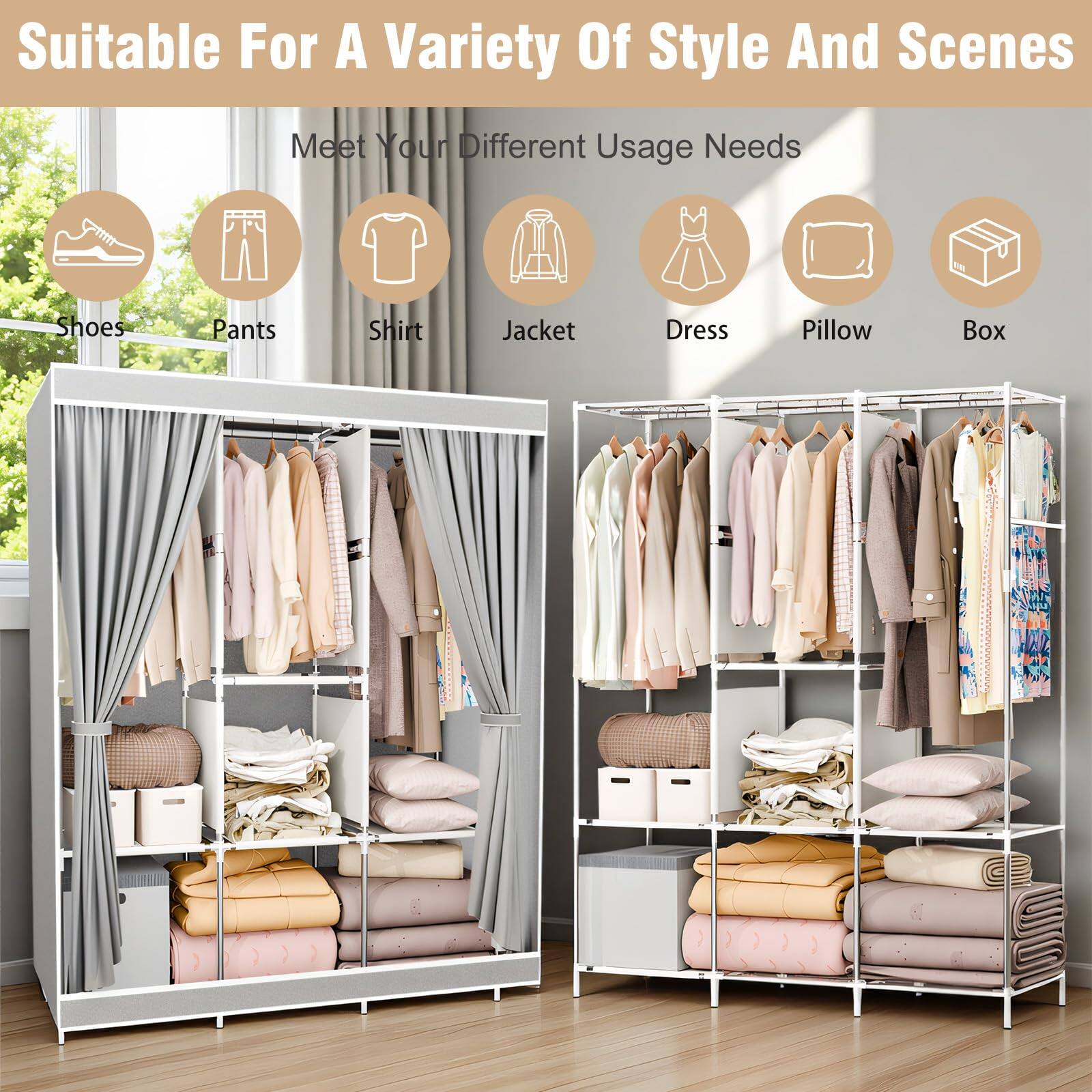 Cedar Assembly Clothing Rack With 6 Tier Storage Shelf Multifunctional ...