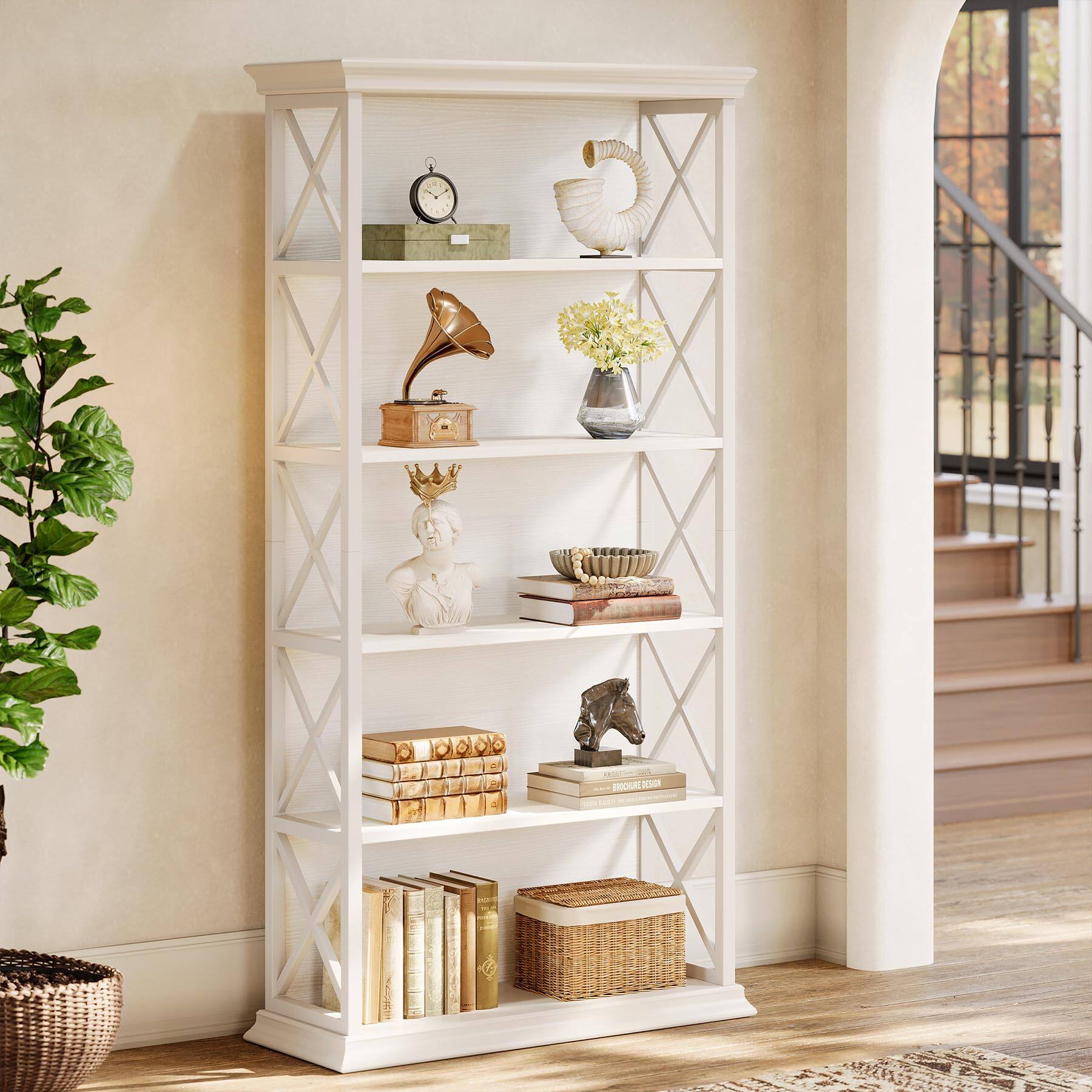 Tribesigns 71 Inch Tall Bookcase, 5 Tier Industrial Metal Bookshelf ...