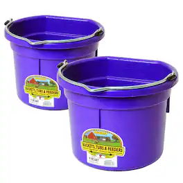 Little Giant - 2 Gallon All Purpose Flat Back Plastic Bucket, Purple, (2 Pack)