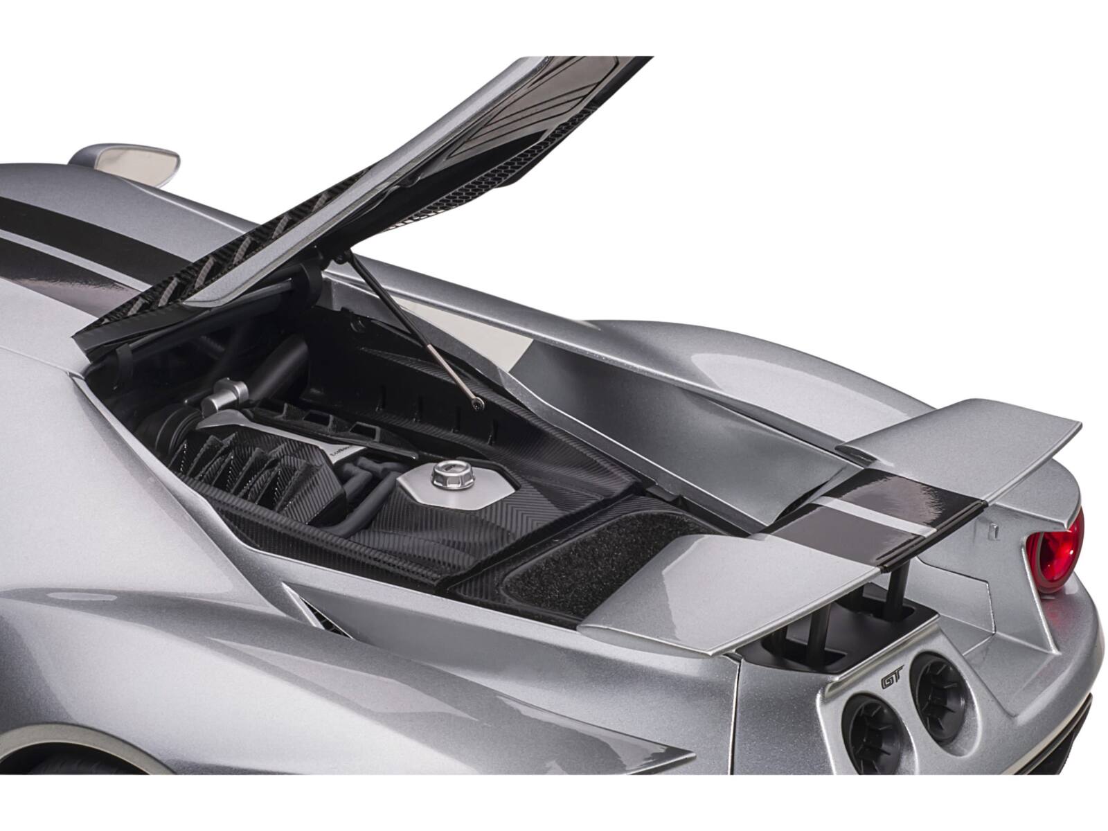 Alt View 3. Autoart - 2017 Ford GT Ingot Silver Metallic with Black Stripes 1/12 Model Car by Autoart.