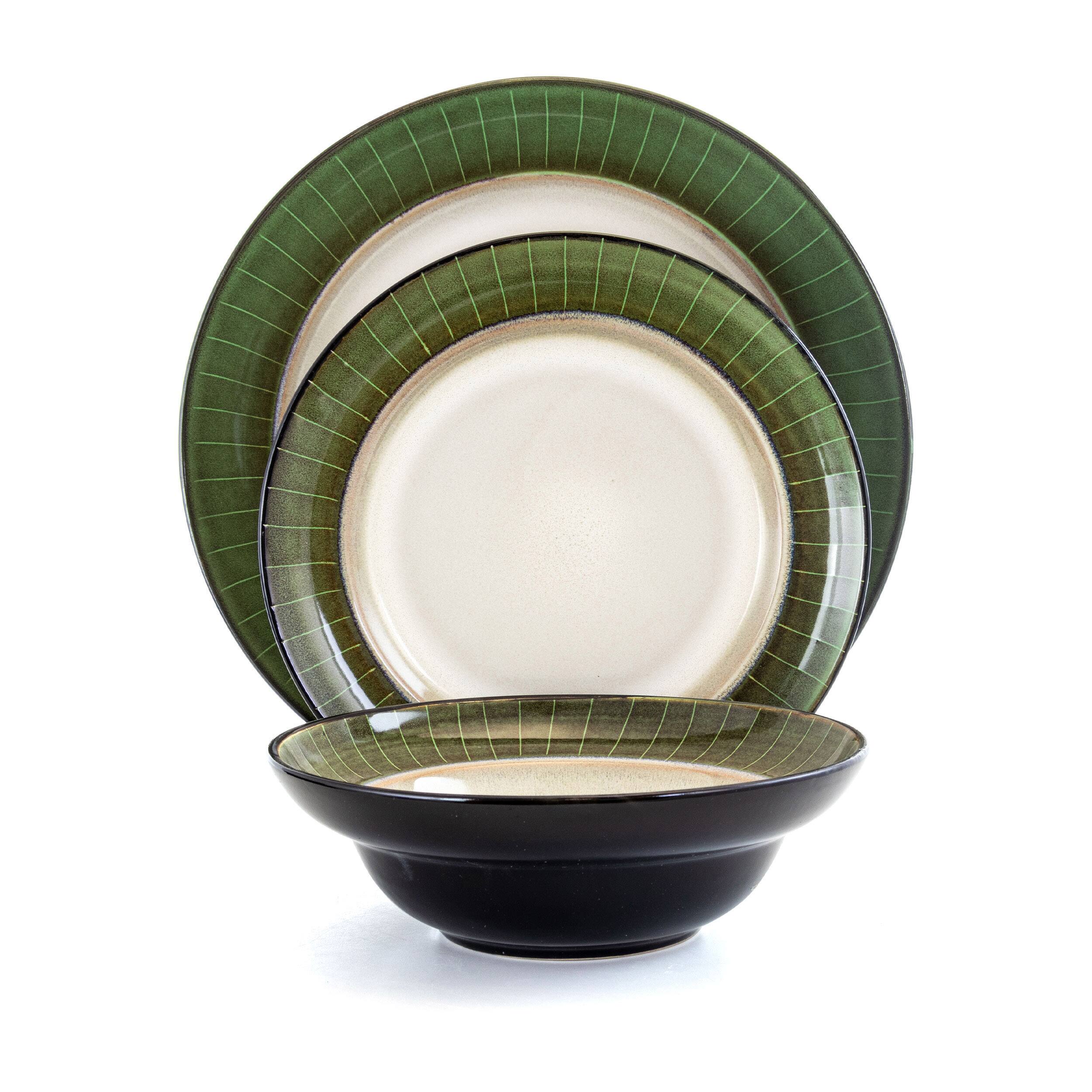 Alt View 1. Elama - Elama Grand Jade 16 Piece Luxurious Stoneware Dinnerware with Complete Setting for 4, 16pc - Jade.