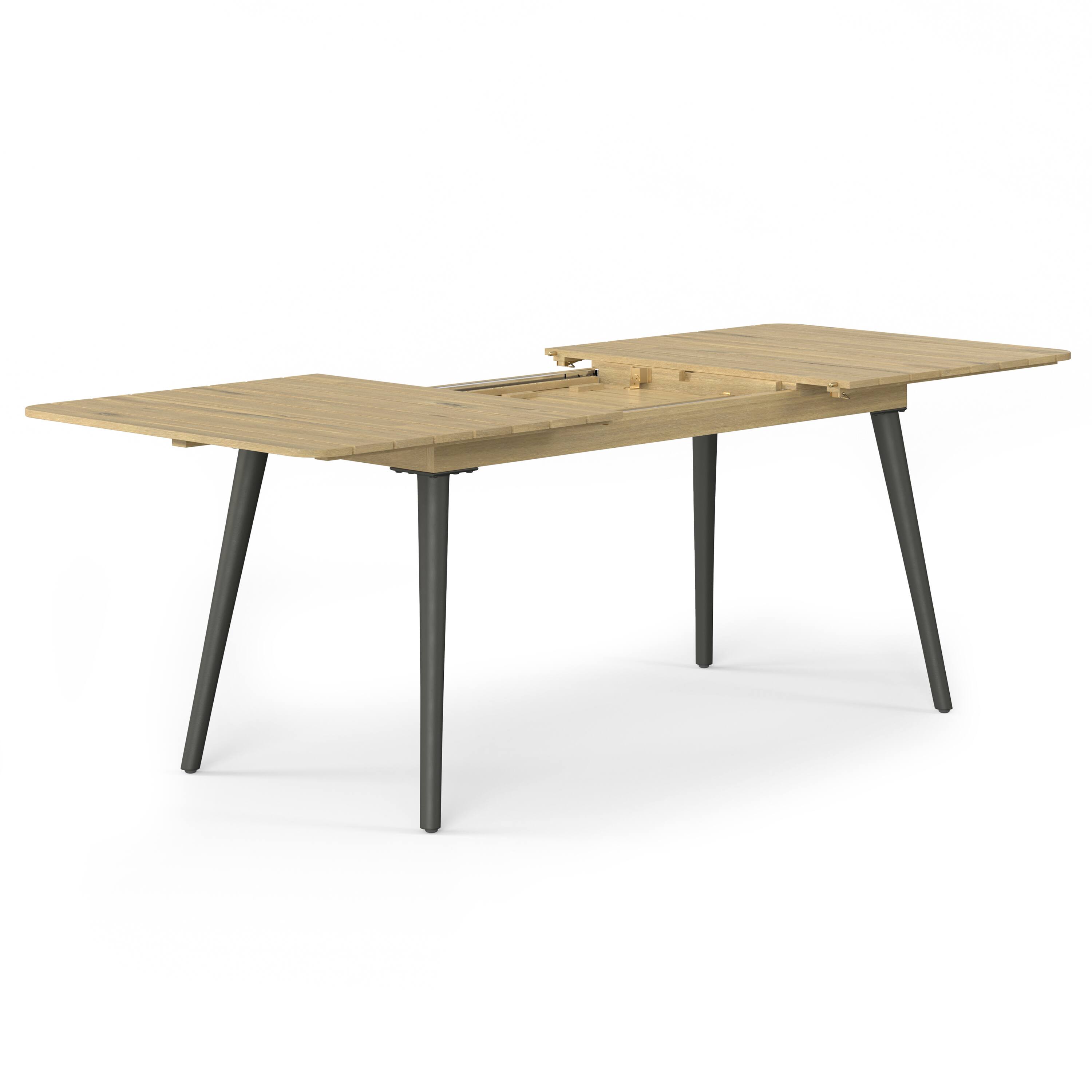Alt View 1. Simpli Home - Beachside SOLID ACACIA WOOD 87 inch Wide Rectangle Contemporary Outdoor Extendable Dining Table - Light Teak.