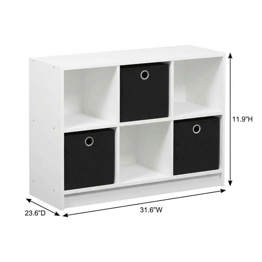FurniFact - White and Black 3x2 Bookcase with Storage Bins for Organizing and Display - White/Black price history on PriceWatchPro