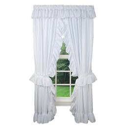 Ellis Curtain - 2-Piece Ruffled Priscilla Window Curtain Panel Pair with ties - 80x84" - White