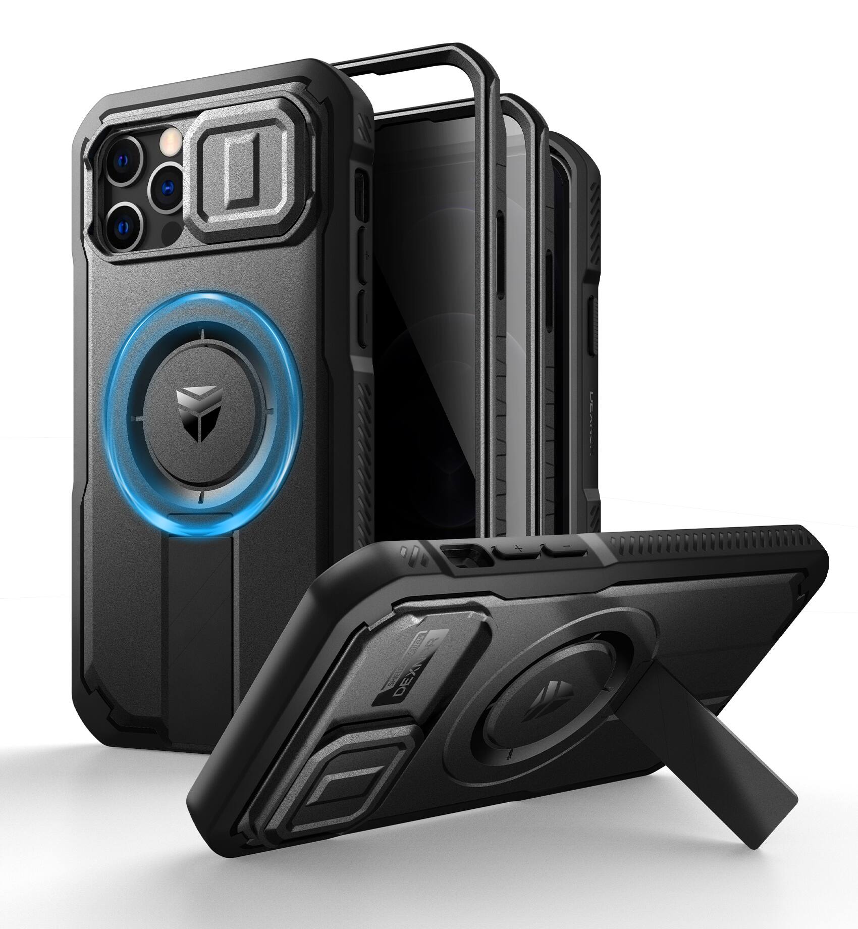 Front. dexnor - Case for iPhone 12/iPhone 12 Pro Case with Privacy Screen Protector, Compatible with MagSafe, Bumper Protective Cover - Privacy Black.