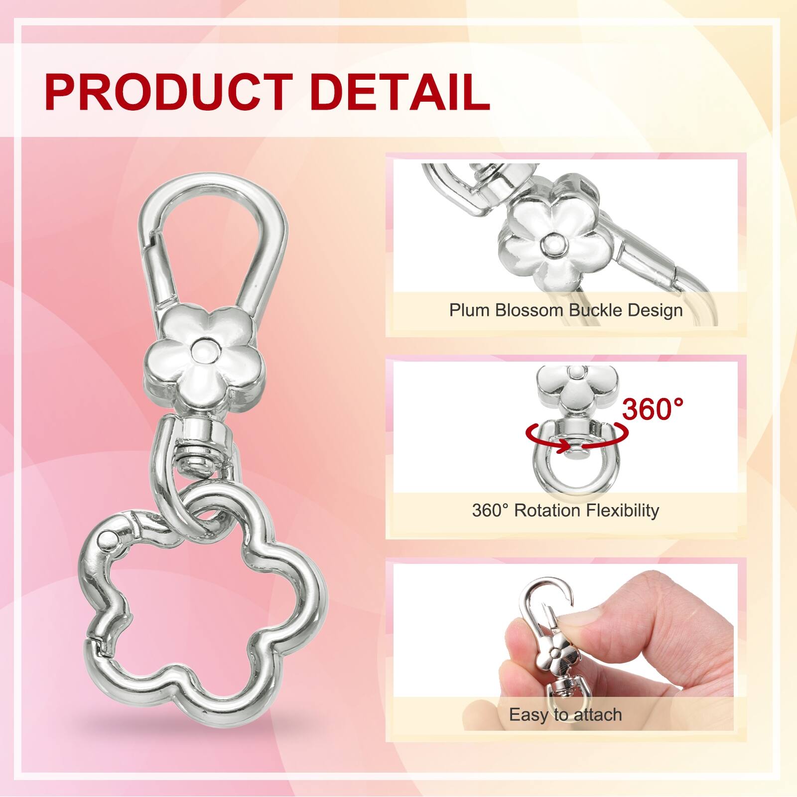 PRODUCT DETAIL

- Plum Blossom Buckle Design
- 360° Rotation Flexibility
- Easy to attach
