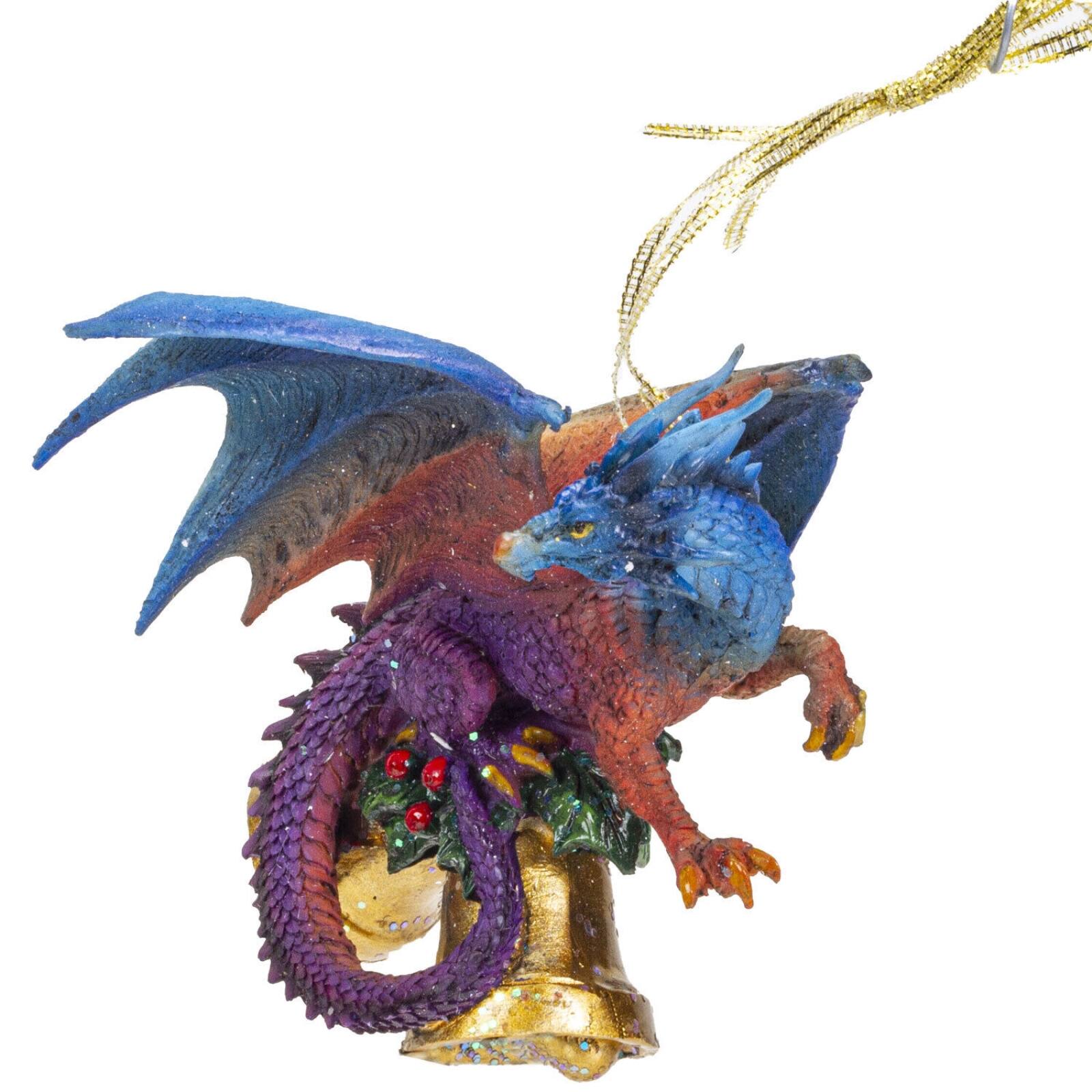 Alt View 1. Pacific Trading - Dragon with Bells Christmas Tree Ornament 5 inch - Multicolor.