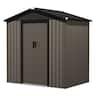 Nuu Garden - 6 x 4 FT Outdoor Galvanized Steel Garden Storage Shed with Sliding Doors - Brown