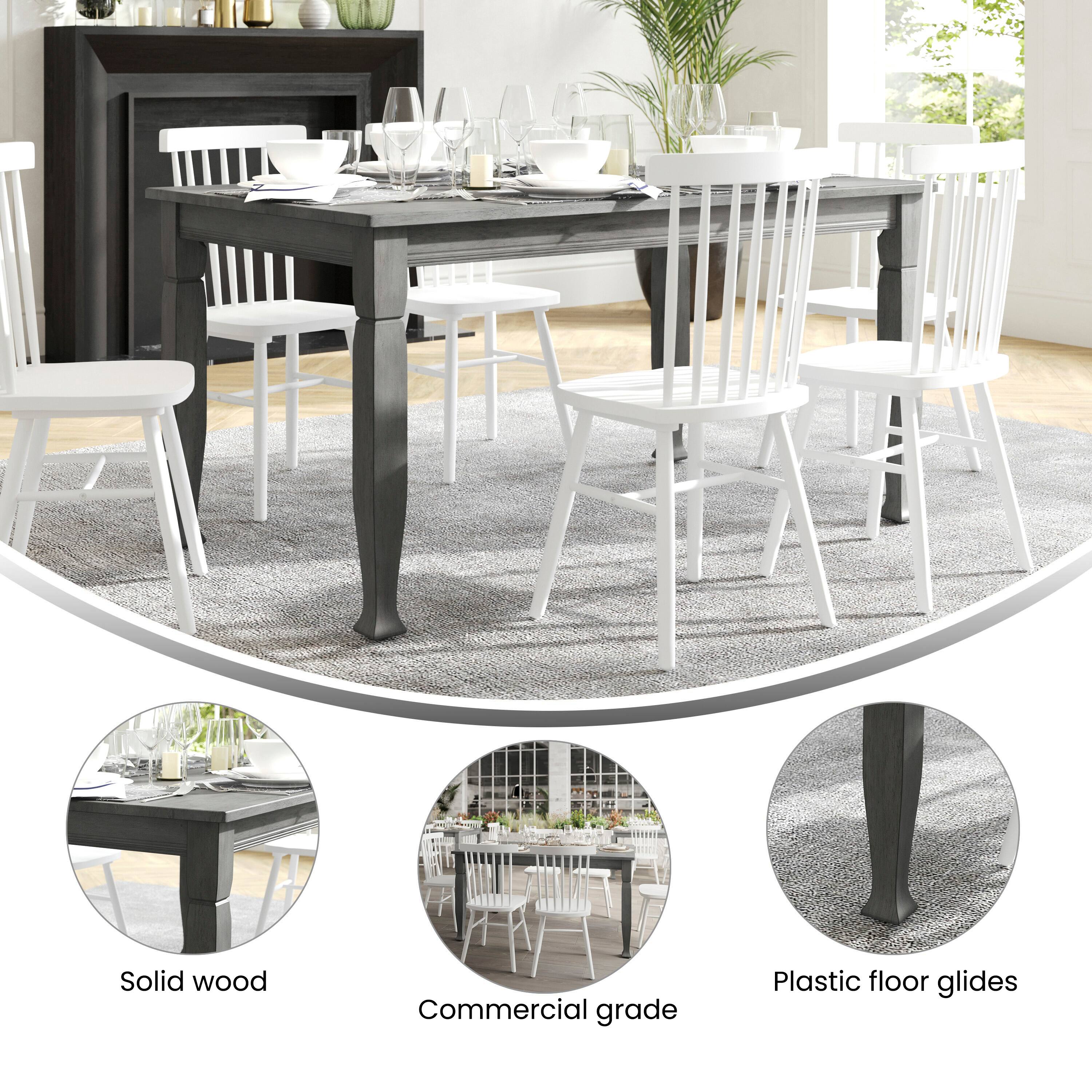 Solid wood  
Commercial grade  
Plastic floor glides