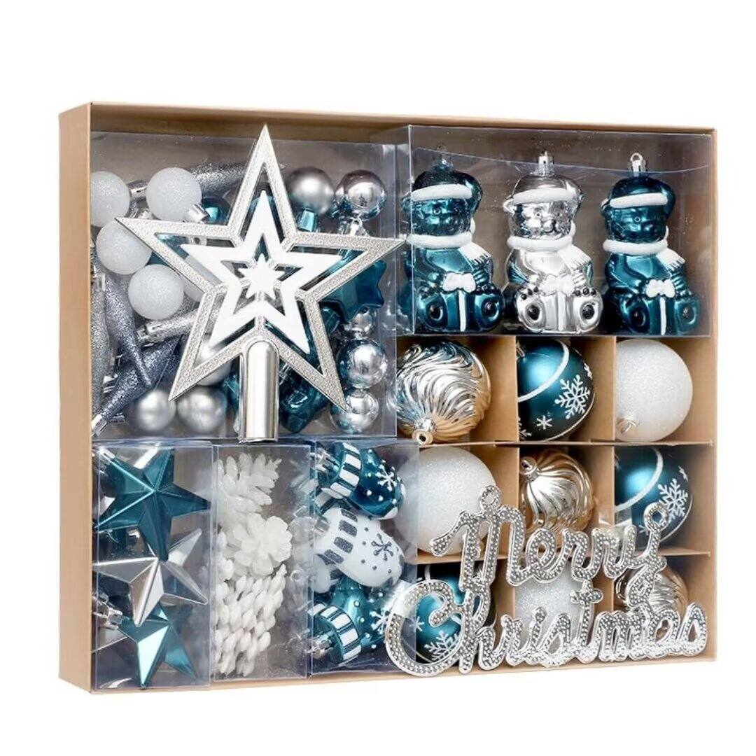 Acekool - 70 Pcs Christmas Ball Ornaments Set Christmas Ball Shatterproof Hanging Tree Ornament Assortment Set - Blue