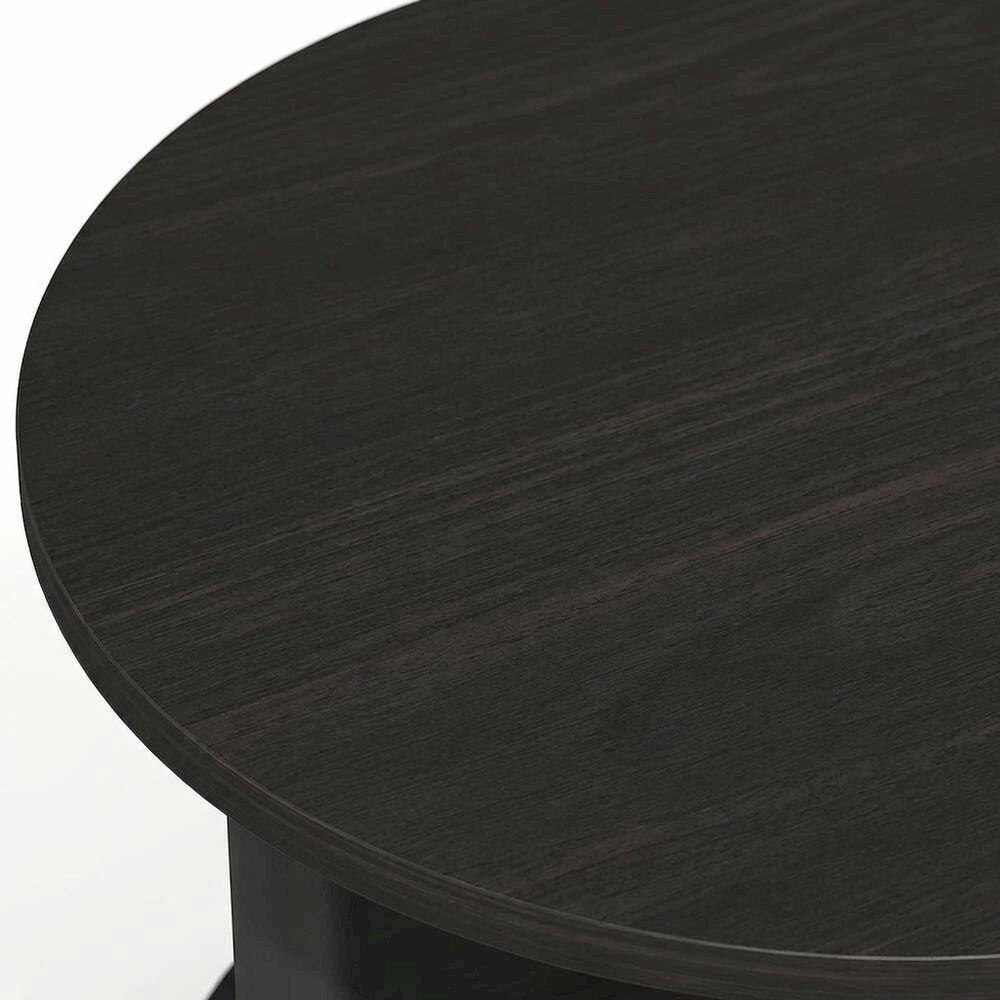 Alt View 1. FurniFact - Espresso 3-Tier Oval Nightstand with Open Shelving Bedside Table - Espresso/Black.