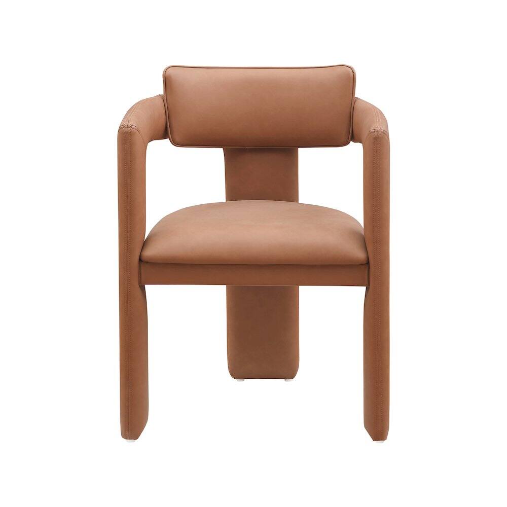 Alt View 2. Meridian Furniture - Brenda Cognac Vegan Leather Dining Chair, Set of 2 - Brown.