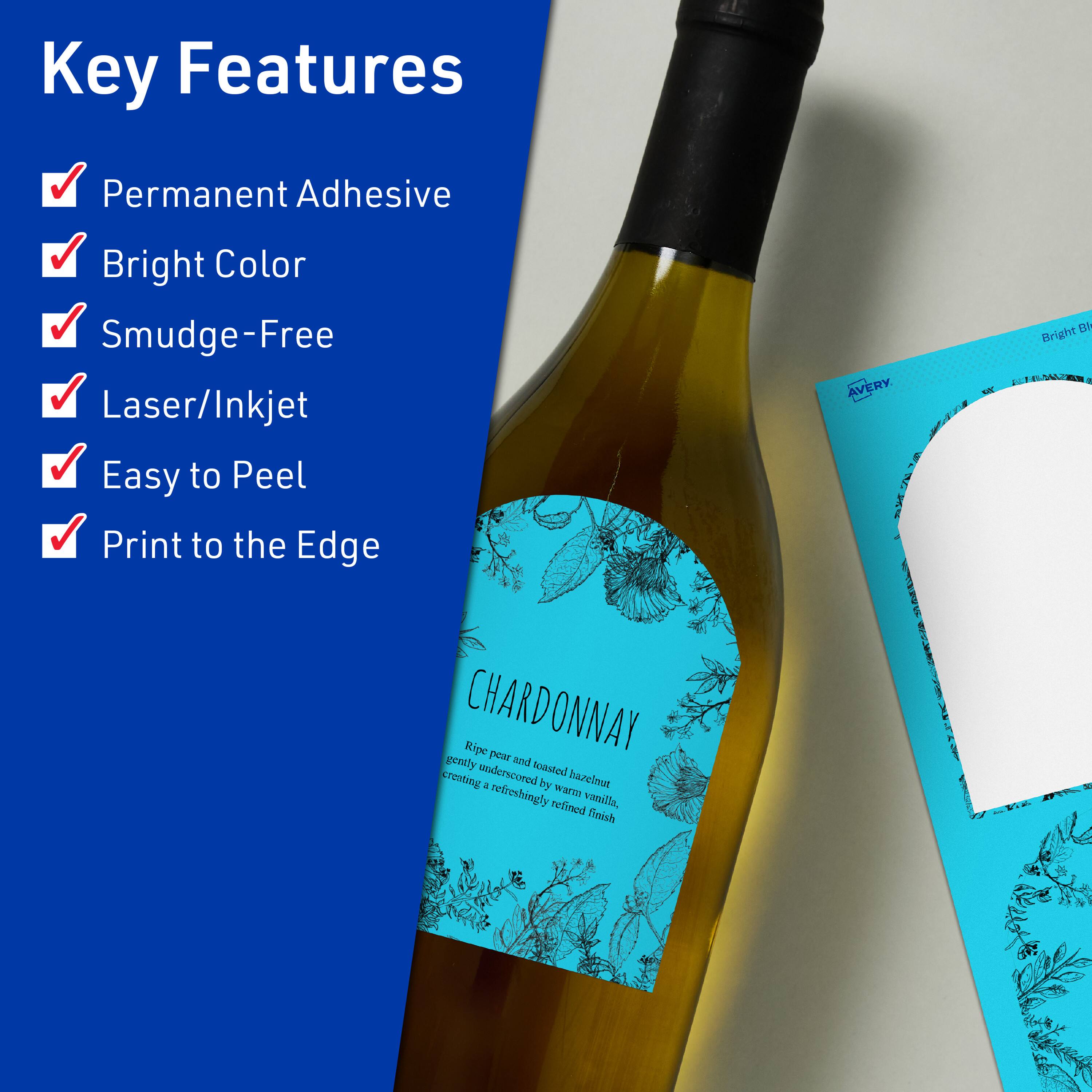 Key Features  
- Permanent Adhesive  
- Bright Color  
- Smudge-Free  
- Laser/Inkjet  
- Easy to Peel  
- Print to the Edge  

AVERY  
CHARDONNAY  

Ripe pear and toasted hazelnut gently underscored by warm vanilla, creating a refreshingly refined finish