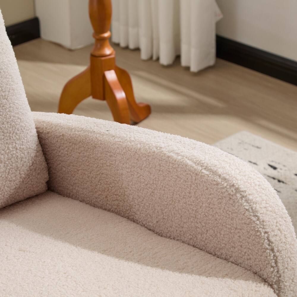 Alt View 7. Loheer - Loheer Nursery Glider Rocking Chair Breastfeeding Teddy Fleece High Back Rocker with Footrest Beige - Beige.