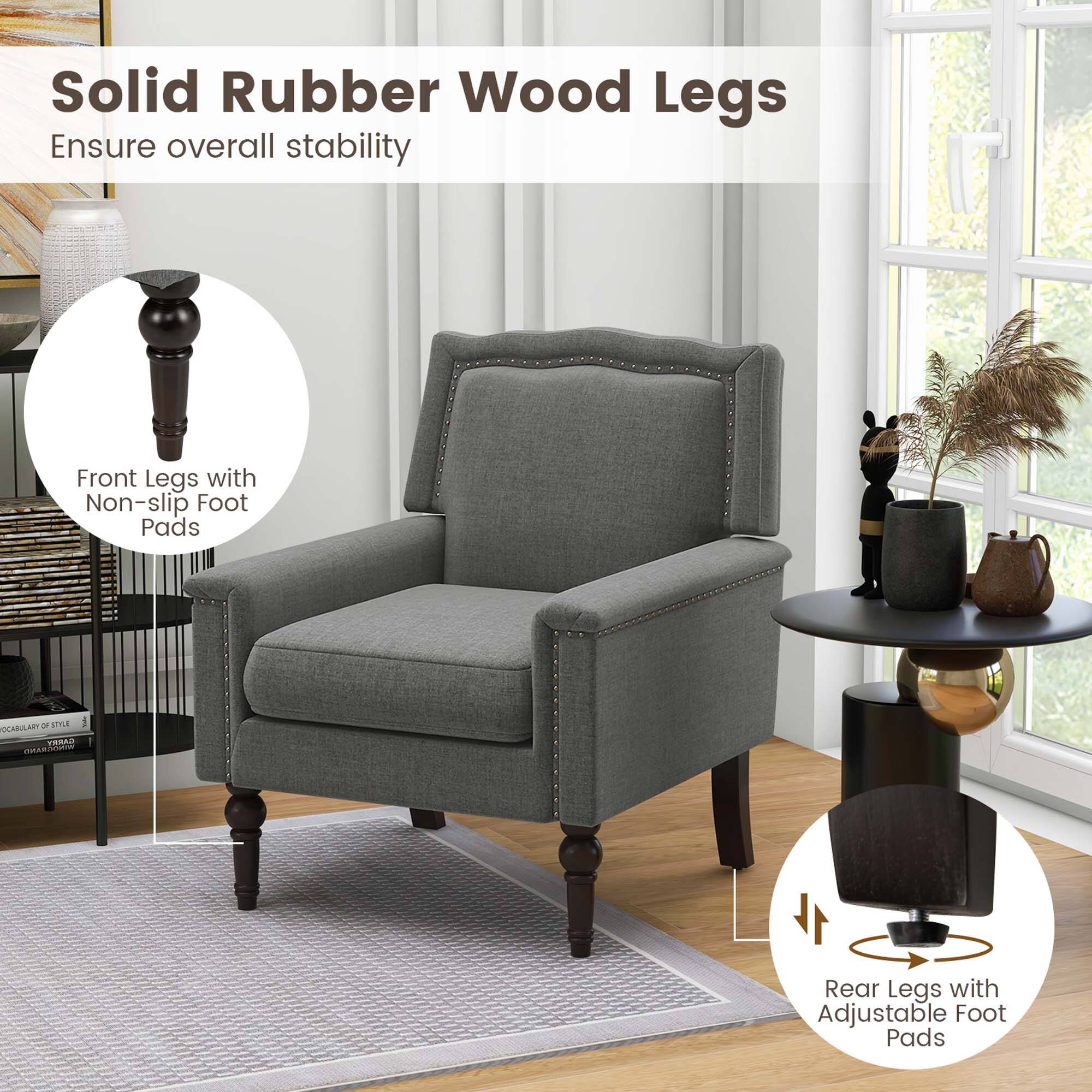 Solid Rubber Wood Legs Ensure overall stability Front Legs with Non-slip Foot Pads - an I OCHBLARY GMOT CCa Rear Legs with Adjustable Foot Pads
