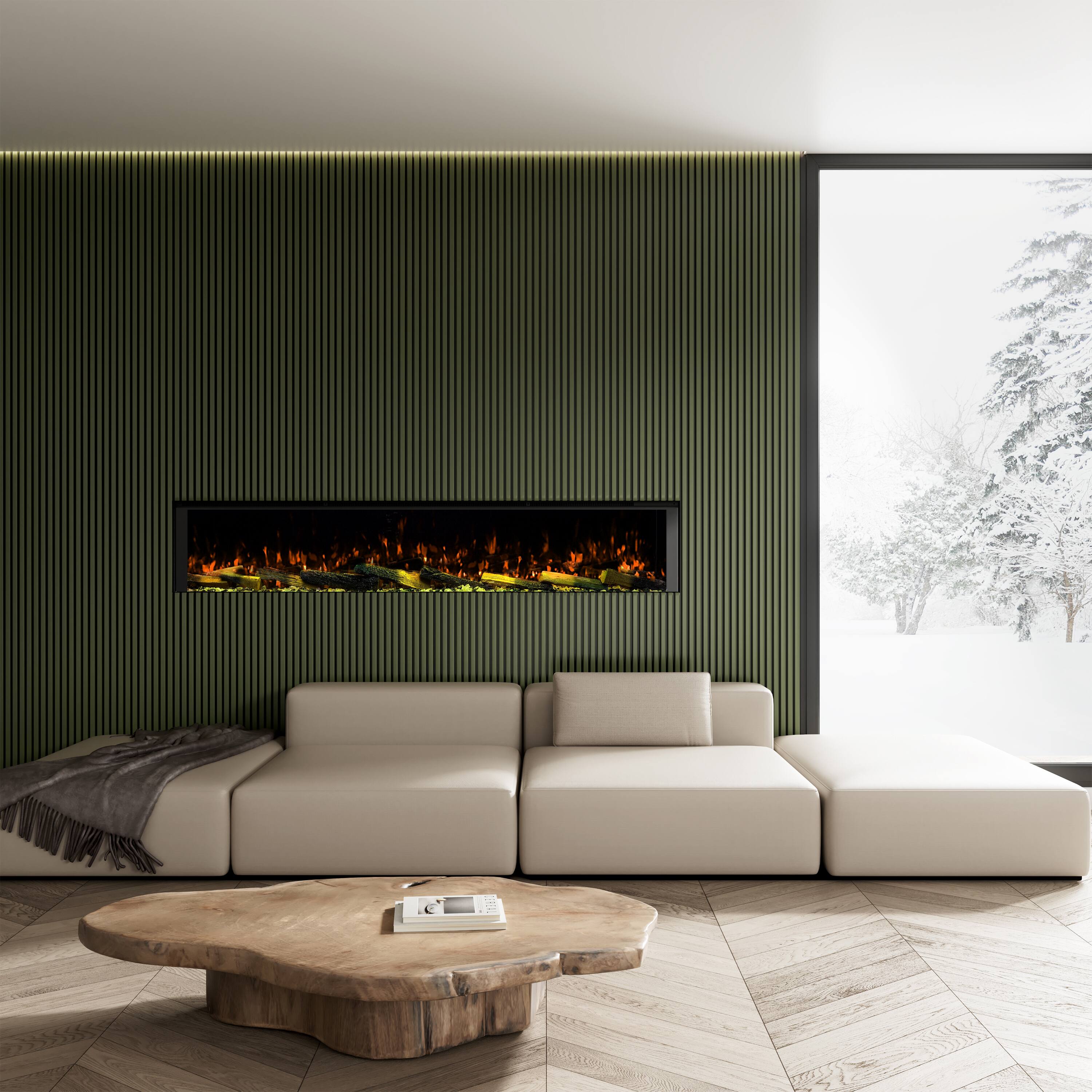 Alt View 8. Mondawe - 72" Recessed/Wall Mounted 3-Sided Electric Fireplace with App and Wifi Smart Control,  1500W/3000W PTC Ceramic Heating - Black.