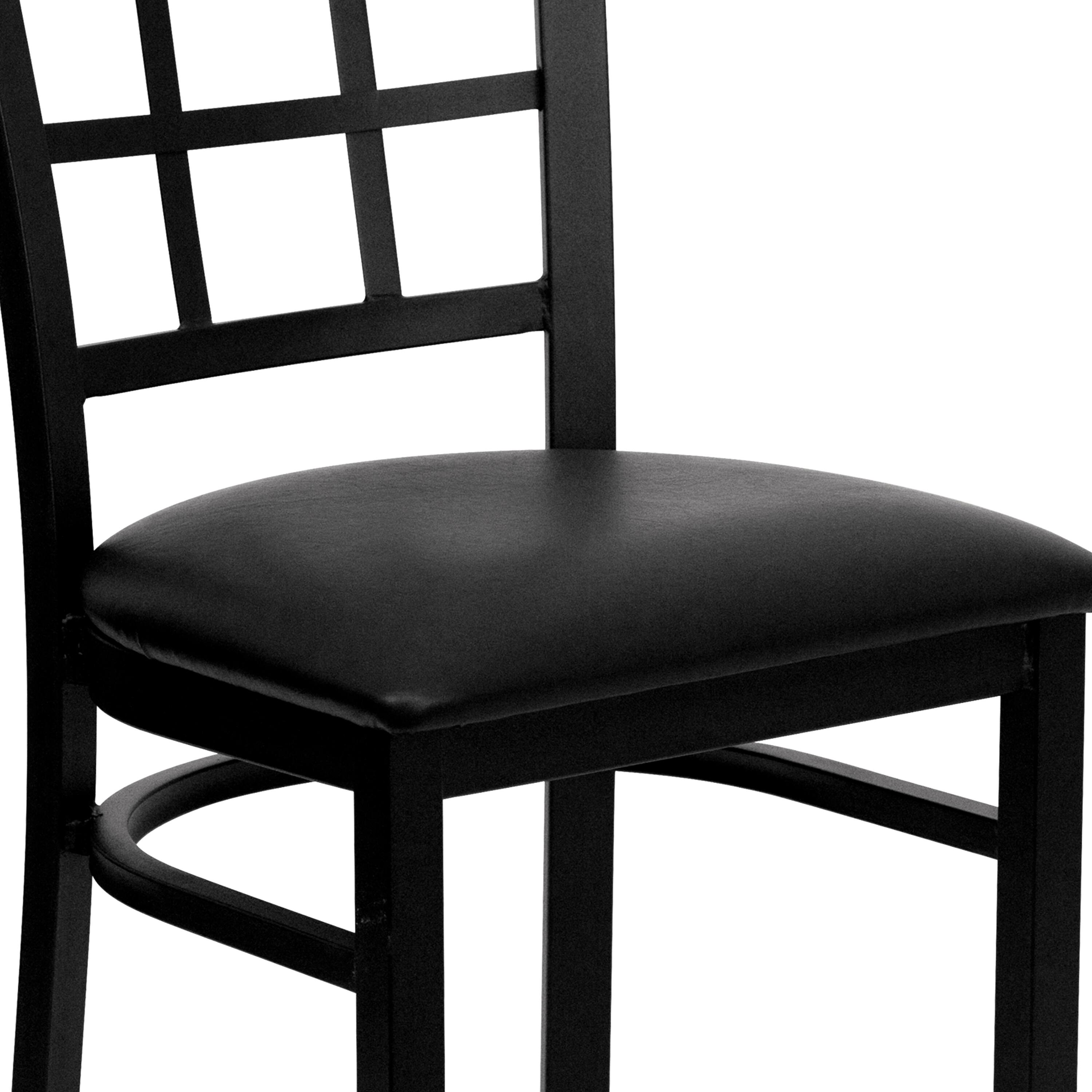 Alt View 9. Emma + Oliver - Window Back Metal Restaurant Dining Chair - Black Vinyl Seat/Black Metal Frame.