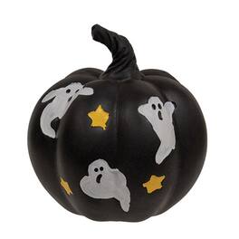 BreeBe - Black Resin Pumpkin w/Ghosts & Stars - Black, White, Yellow