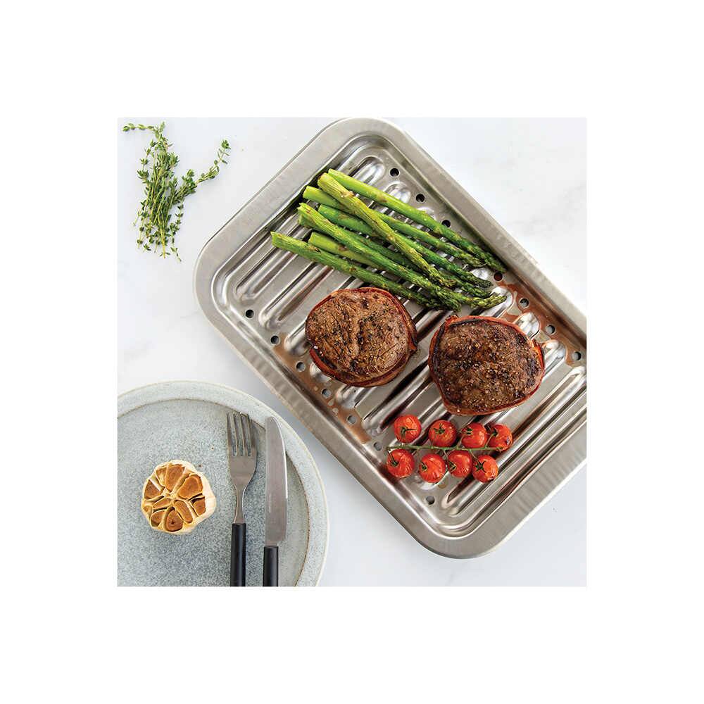 Left. Nordicware - Naturals® Classic Broiler Pan - Gray.