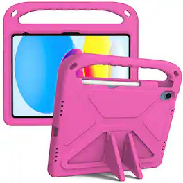 Dteck - For Apple iPad (A16) 11" 2025/iPad 10th 2022 Rugged Case Kids Friendly EVA Handle Grip Pencil Holder Kickstand Cover - Rose