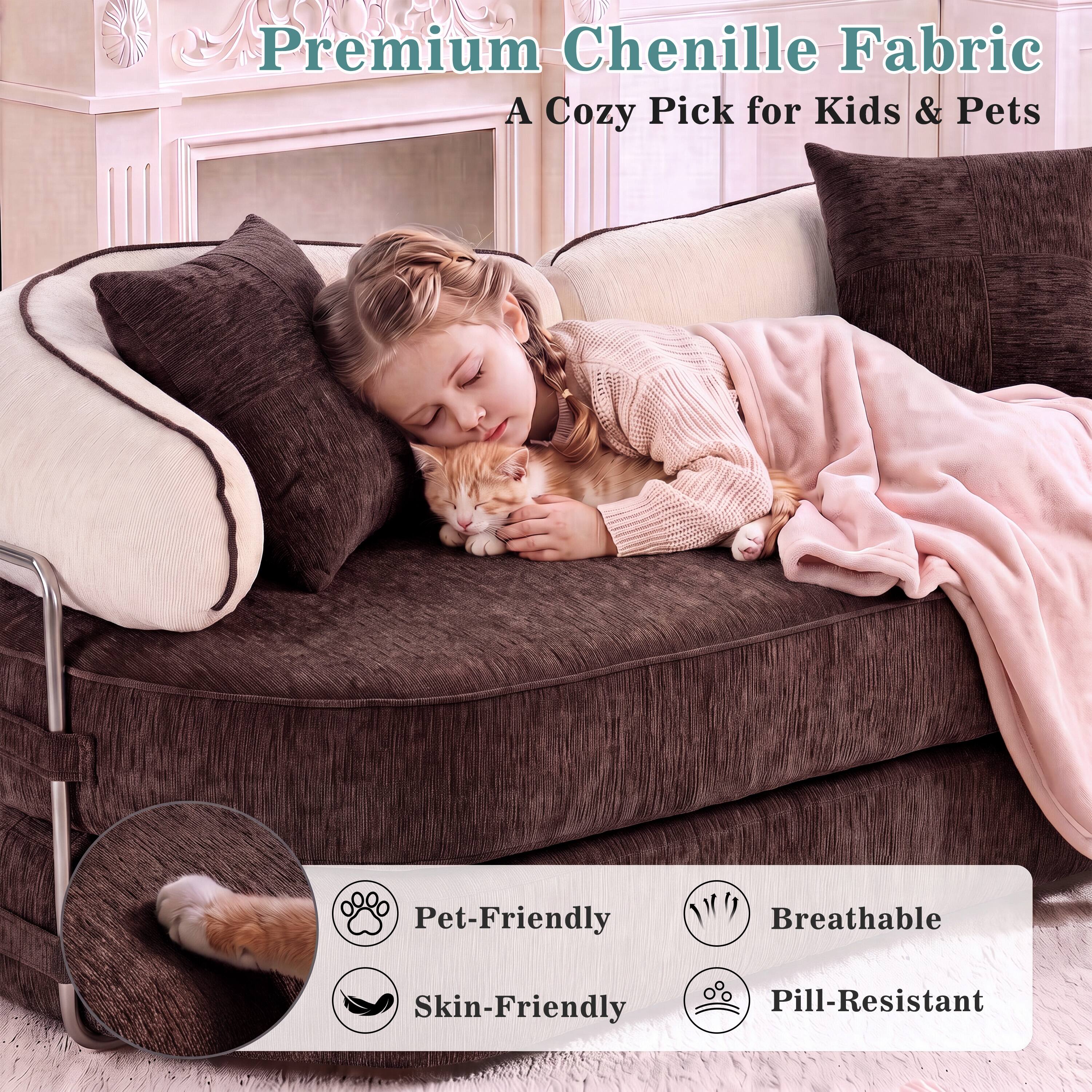 Premium Chenille Fabric  
A Cozy Pick for Kids & Pets  

Pet-Friendly  
Breathable  
Skin-Friendly  
Pill-Resistant