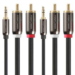 FosPower - 2-Pack 3.5mm to 2 RCA Audio Cable - 6FT, Auxiliary Cable Male to Male 3.5mm AUX Audio Cable, Y Splitter 2 RCA AUX Cord - Black