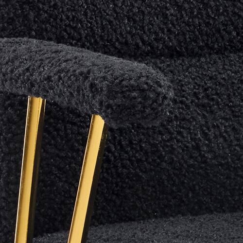 Alt View 3. Forest'nSky - Black Gold Boucle Fabric Office Chair, Height Adjustable Ergonomic Desk Chair with Armrests - Black.