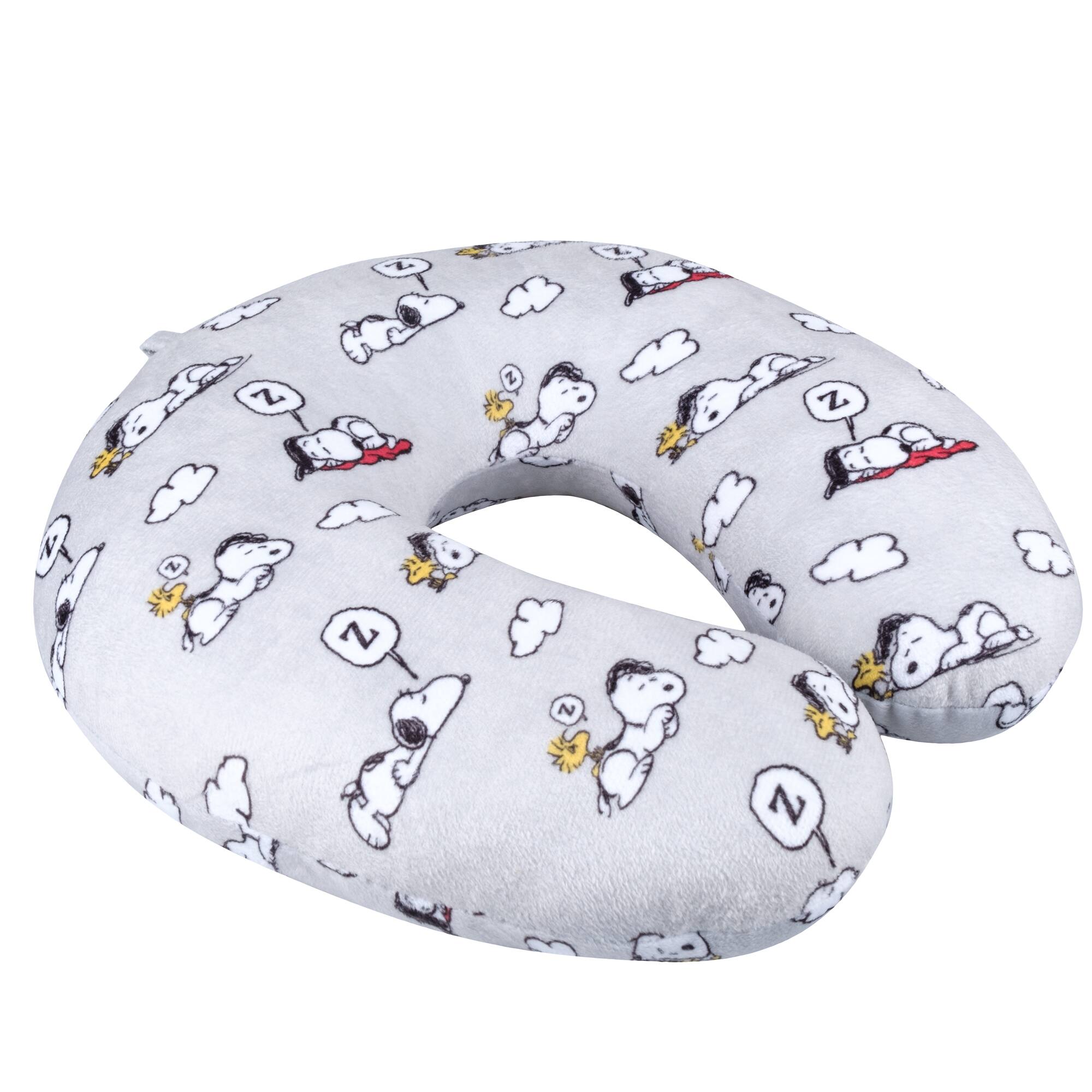 Angle. Peanuts - Clouds Travel Neck Pillow - Grey.
