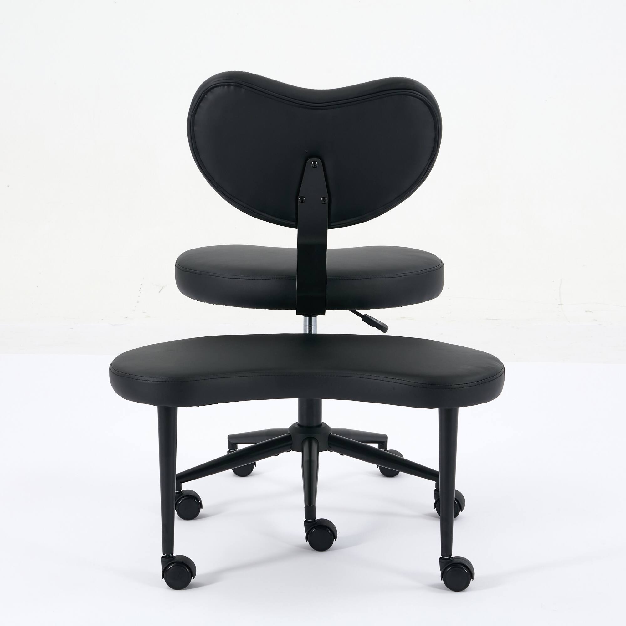 Angle. Forest'nSky - Adjustable Cross-Legged Meditation Chair with Wheels & Lumbar Support,Black - Black.